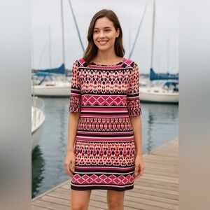 Women's Dress Eliza J  Designer Size 4 Geometric Pattern Pink, Black & White